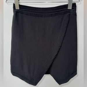 Madewell Silk Faux Wrap Mini Skirt‎ in Black, Size XS